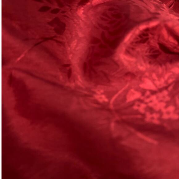 NWT Lulus Time After Time Jumpsuit Women's Size S Deep Red Jacquard Puff Sleeve - Picture 4 of 9